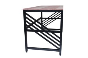 Loft-style,Table,Made,Of,Black,Metal,Pipe,And,Wooden,Top.